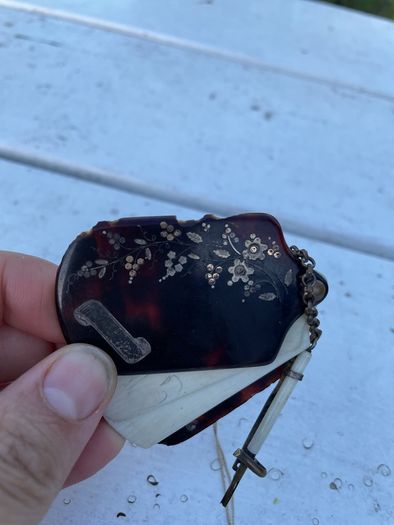 chinese antique Carnet de bal (dance card) TORTOISE SHELL & IVORY