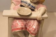 Antique German Porcelain Tobacco Jar Conta and Boehme Sleeping Child in High Chair Victorian Fairing
