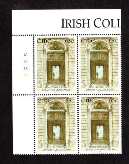 2004 Ireland Irish College Paris Commemorative Stamp Plate 1A1A1A1A Mint Never Hinged (MNH)