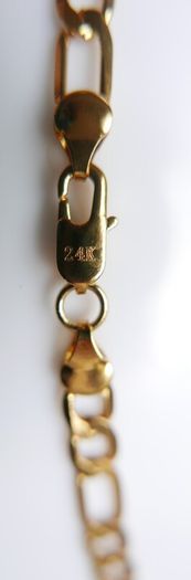 Men's 24K Yellow Gold Plated Figaro Necklace Link Chain 20" 16,56 grams