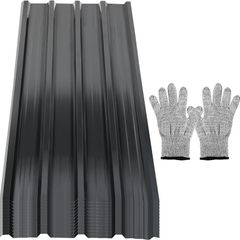 129 cm / 46 cm Trapezoidal Sheet 12 Pieces, Galvanised Steel Roof Panels, 0.25 mm Thickness, Corrugated Sheet for Roof, Sheet Metal Roof Panels, 7 m, Anthracite Roof Sheet