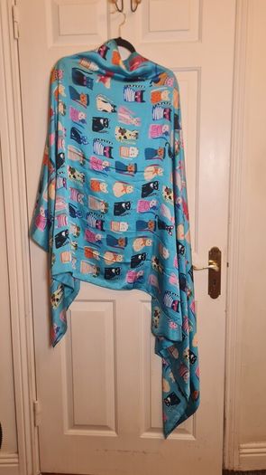 Large Silk viscose Scarf Cats Parade