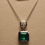 Emeraldine Quartz and Real Moissanite Pendant and Chain Image 9