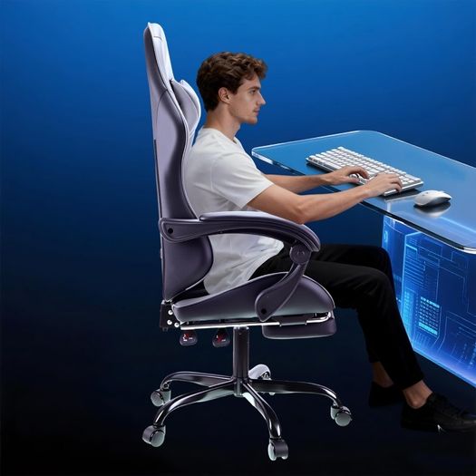 Gaming Chair with Footrest & Lumbar Support,Reclining Swivel Chair,Ergonomic Gaming Chair for Adults, High-Back Racing Style,Adjustable Height with Headrest Pillow