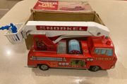 Yonezawa Japan Tin Battery Operated Snorkle Fire Engine Mint in Box