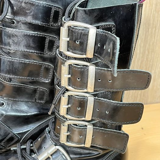 Alpha Rangers 14 Hole Black Combat Boots Buckle Gothic Biker Size UK 6 EU 40