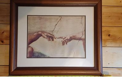 Framed print of Da Vinci's Creation of Adam most famous detail