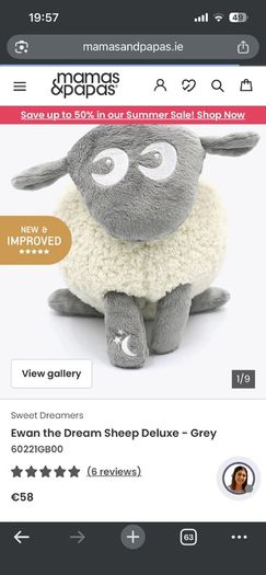 Ewan the sheep baby shushed/white noise teddy
