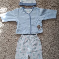 3-6M Cheeky Monkey Baby Boy Warm Top Pants Hat Set