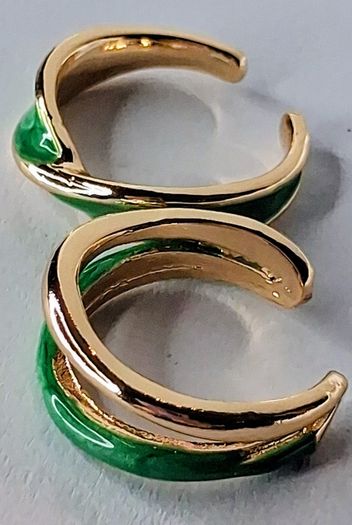 Gold & Green Oil Drip Style Twist Stacking Rings