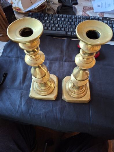 Beautiful Pair of Victorian Brass Candlesticks, Postage Available or collection