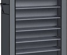 10-Tier Shoes Rack with Dustproof Cover, 28 x 88 x 160 cm, Shoe Storage Cabinet, Shoe Organiser, Shoe Stand Holds 40-50 Pairs of Shoes, for Living Room (FREE SHIPPING)