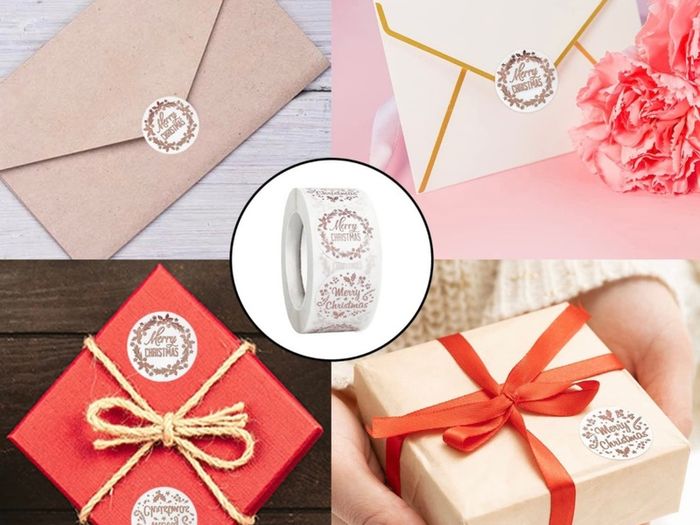 Christmas Stickers Clear, 500 PCS Happy Christmas Round Self Adhesive Stickers Presents Cards Tag Seals Label Scrapbooking Gift Craft Box Sticker Kids Decals 1inch/2.5cm (FREE POSTAGE)