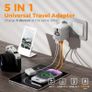 Universal Travel Adapter, Travel Plug Adapter Worldwide with 1 Universal AC Outlet 4 USB Ports (2 USB C), International Plug Adaptor for UK to Europe USA Australia (Type C G A I) Grey White Image 3