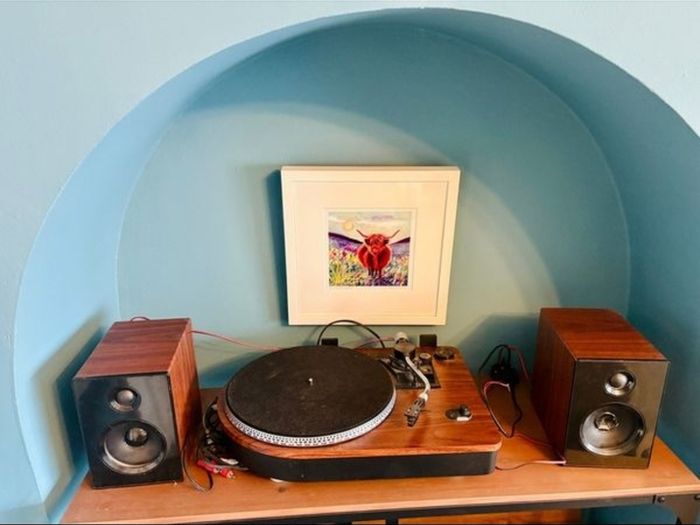 Steepletone wooden turntable, brand new needle, selling as speakers don't work anymore, i bought connectors, maybe i haven't cut the wires enough, everything else works fine, I'll supply the connectors so all it needs is speakers