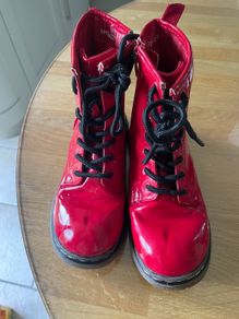 Red doc marten style lace up boots size 12