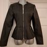 New, Vero Moda Black Peplum Collarless Soft Faux Leather Jacket - Size M (UK10) Image 2