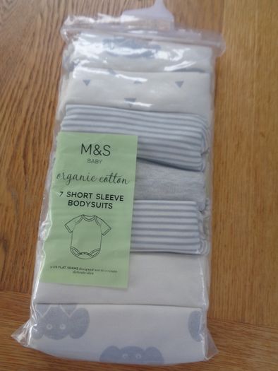 M&S Organic Baby Shortsleeve Bodysuits x 7 for Sale