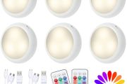 6 Packs Under Cabinet Lights,OxyLED RGB Wireless Cabinet Light with Remote Control,USB Powered Dimmable Closet Touch Light,Under Counter Lights for Kitchen Cupboard Closet Wardrobe