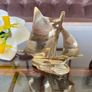 Mid Century Modern Vintage Brass Sloop Ship Paperweight Image 6