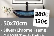 LED Bathroom Mirror Digital Clock 50x70cm