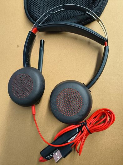 Poly (Polycom) Blackwire 5220 Wired Headset - Flexible Noise-Canceling Boom Mic - Ergonomic Design - Connect to PC/Mac, Mobile via USB-A, or 3.5 mm - Works w/Teams, Zoom/ Used