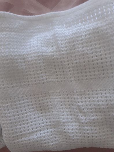 3 cellular baby blankets .Grey and white one are new  .One white one is slightly stained hence giving that one for free .
