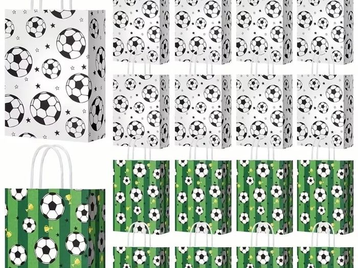 Football theme paper gift bags, 10pcs, new