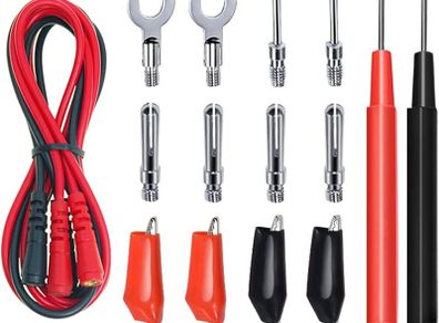 16PCS Multimeter Test Leads Kit Replacement Test Wire Set + Alligator Clips Banana Plugs Test Probes Banana Plugs for Multimeter