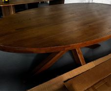 Extra Large 220cm Oval Oak Dining Table Ex Display Like New