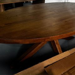 Extra Large 220cm Oval Oak Dining Table Ex Display Like New