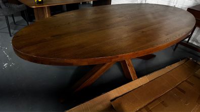 Extra Large 220cm Oval Oak Dining Table Ex Display Like New