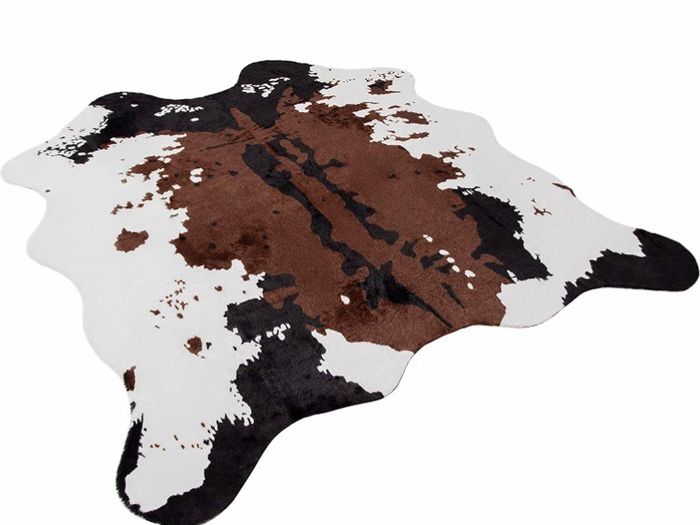 Faux Cowhide Rug (4.6ft x 5.2ft) - Cow Print Area Rug for a Western Boho Decor - Synthetic, Cruelty-Free Animal Hide Carpet with No-Slip Backing