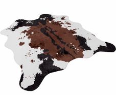 Faux Cowhide Rug (4.6ft x 5.2ft) - Cow Print Area Rug for a Western Boho Decor - Synthetic, Cruelty-Free Animal Hide Carpet with No-Slip Backing