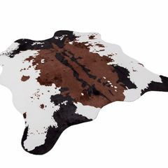 Faux Cowhide Rug (4.6ft x 5.2ft) - Cow Print Area Rug for a Western Boho Decor - Synthetic, Cruelty-Free Animal Hide Carpet with No-Slip Backing