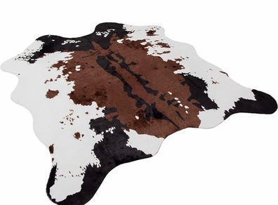 Faux Cowhide Rug (4.6ft x 5.2ft) - Cow Print Area Rug for a Western Boho Decor - Synthetic, Cruelty-Free Animal Hide Carpet with No-Slip Backing