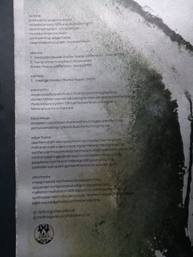 Tangerine Dream: 'Cyclone' Promo Sleeve from1978