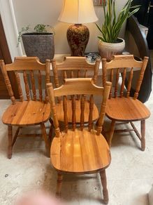 4 x Lovely Wooden Pine Kitchen Dining Chairs - Can Deliver