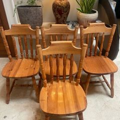 4 x Lovely Wooden Pine Kitchen Dining Chairs - Can Deliver
