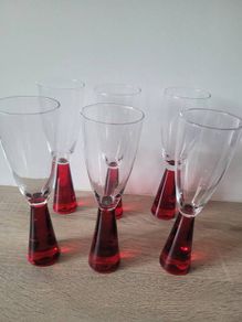 Wine glasses red stem