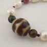 Himalayan Dzi Agate Pendant Necklace with Genuine Freshwater Pearls & Tourmaline Image 6