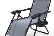 Zero Gravity Chair, Folding Sun Loungers, Recliner Garden Chairs, Outdoor Deck Chairs with Cup and Phone Holder, Grey (FREE SHIPPING)