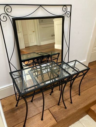 large mirror black cast iron