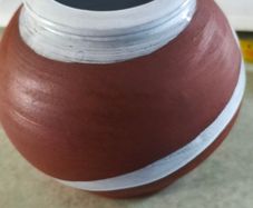 Stephen Pearce pottery vase, handcrafted in Ireland not signed terracotta body and white brushstroke detail
