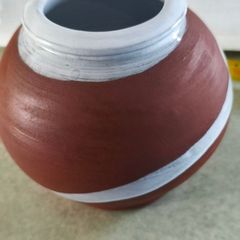 Stephen Pearce pottery vase, handcrafted in Ireland not signed terracotta body and white brushstroke detail
