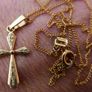 AMERIK Vintage German Gold Plated Necklace Chain with Cross 1,9g L-9,5" Image 7