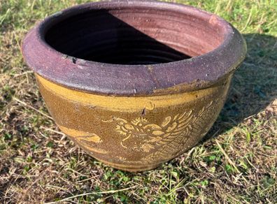 Glazed snake styled flower pot