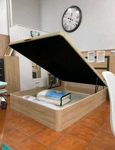 Oak Ottoman Storage Bed Stylish Space, King size