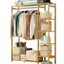 Bamboo Wood Clothing Garment Rack with Shelves Clothes Hanging Rack Stand for Child Kids Adults Cloth Shoe Coat Storage Organize Image 4