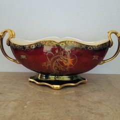Crown devon red lustre dragon vase